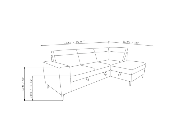 Fontana Sectional Sofa Bed with Storage