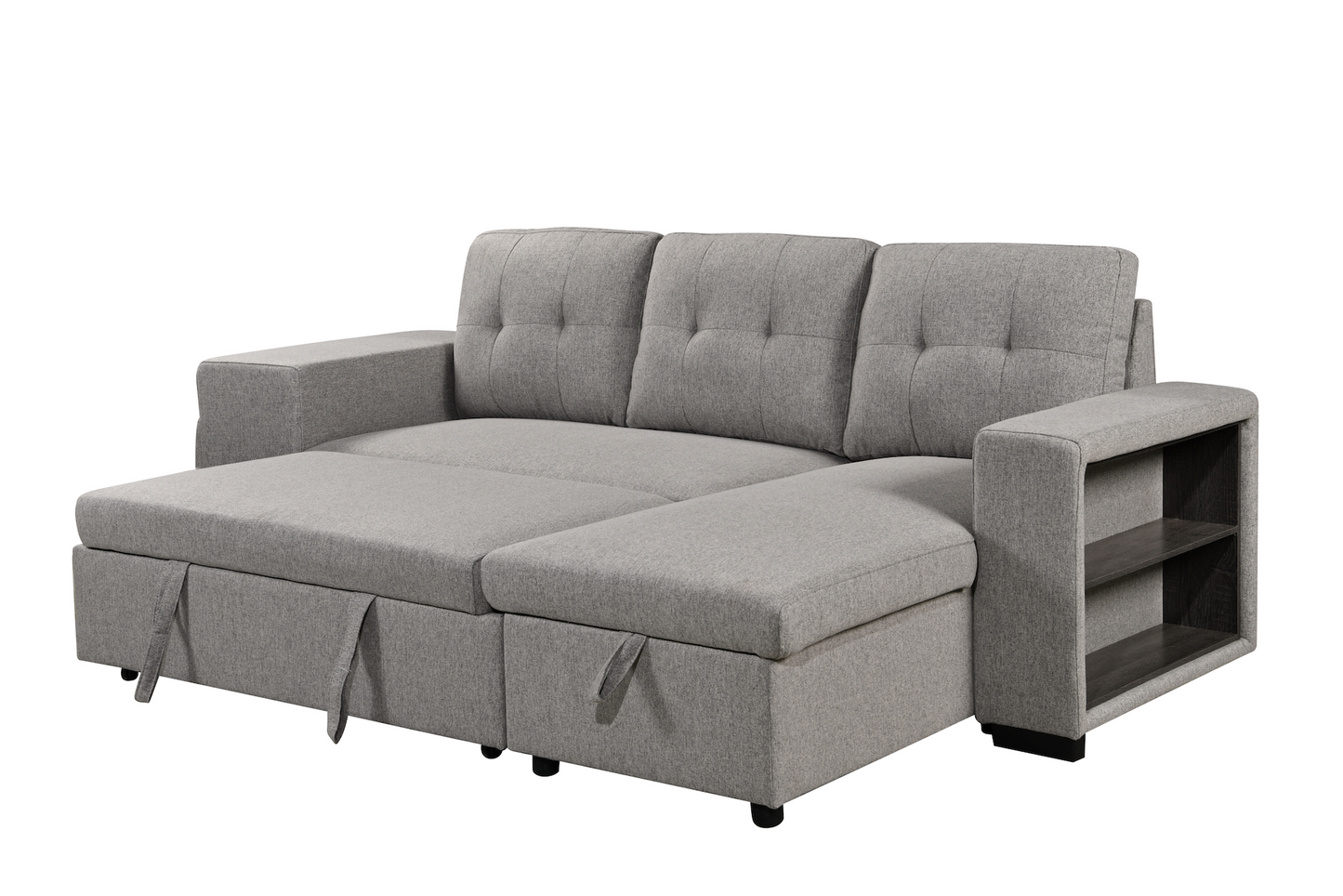 Leno Pull Out Light Grey Couch Beige Sleeper Sofa