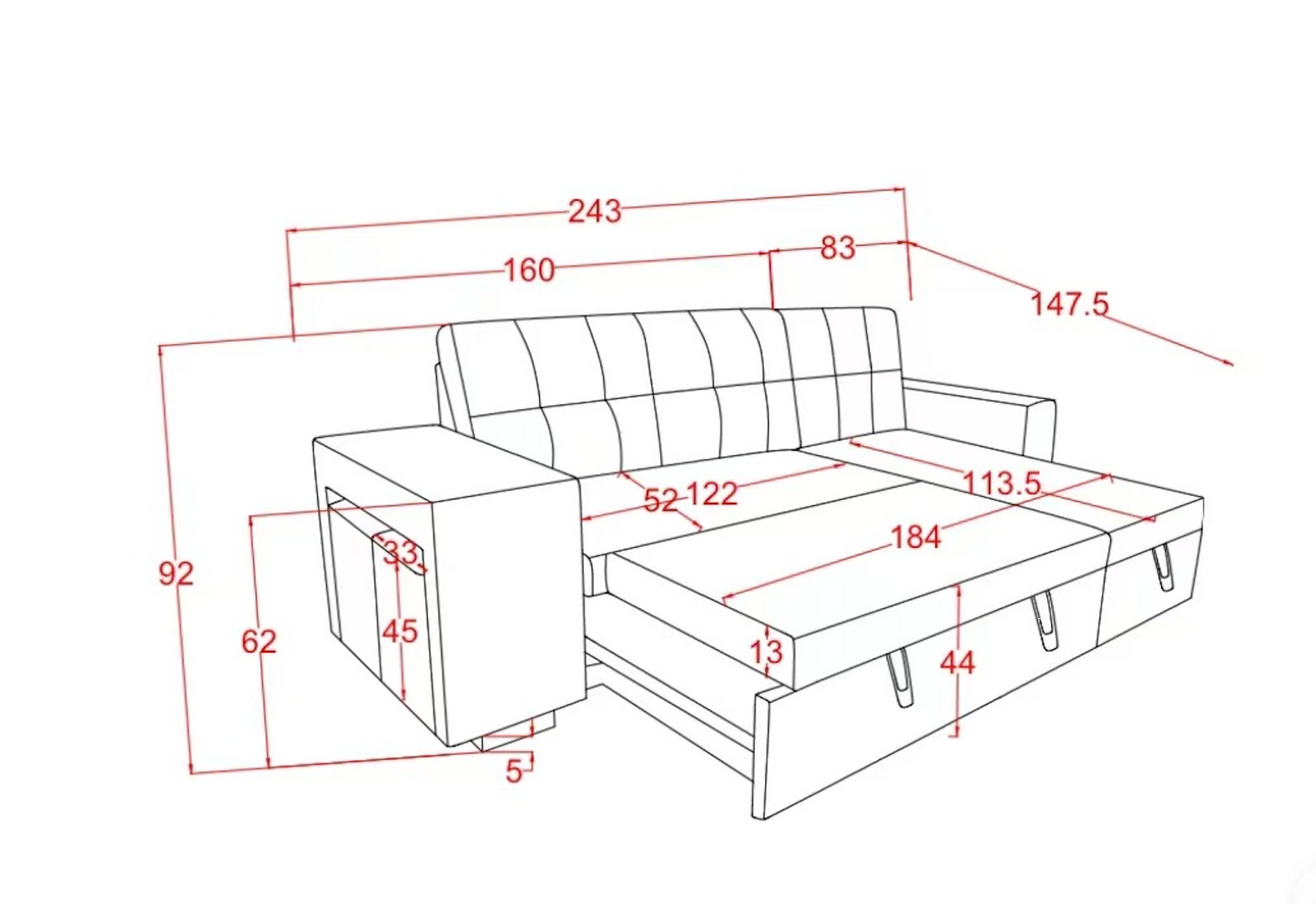 Leno Pull Out Light Grey Couch Beige Sleeper Sofa