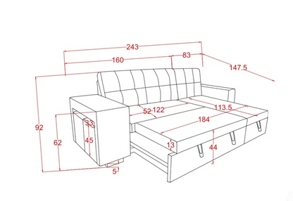 Leno Pull Out Light Grey Couch Beige Sleeper Sofa