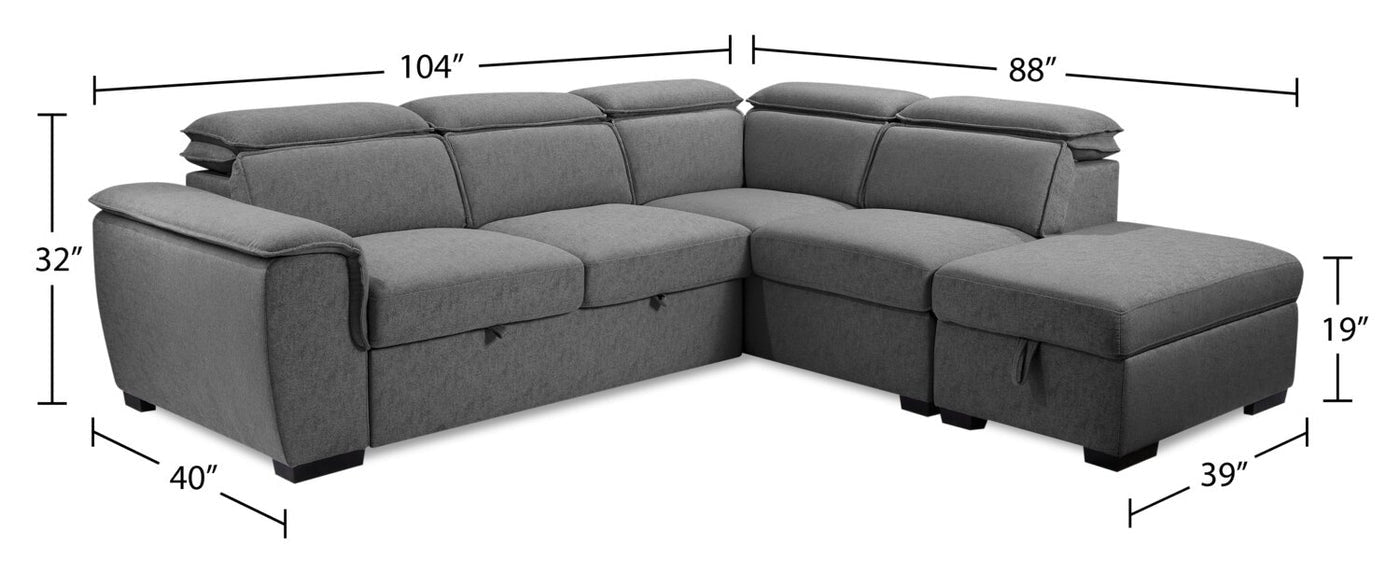 Savvy 3-Piece Sleeper Sectional with Two Chaises