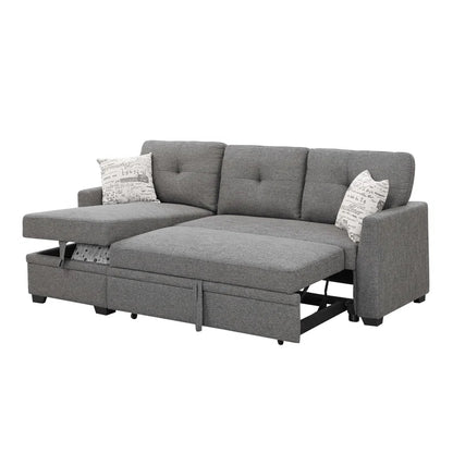 Nadha 85'' Side Reversible Square Arm Sofa Bed with Storage