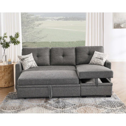 Nadha 85'' Side Reversible Square Arm Sofa Bed with Storage