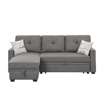 Nadha 85'' Side Reversible Square Arm Sofa Bed with Storage