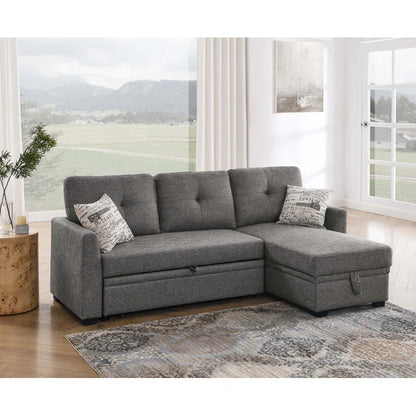 Nadha 85'' Side Reversible Square Arm Sofa Bed with Storage