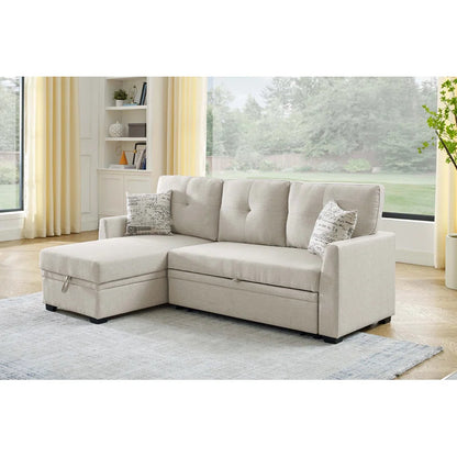 Nadha 85'' Side Reversible Square Arm Sofa Bed with Storage