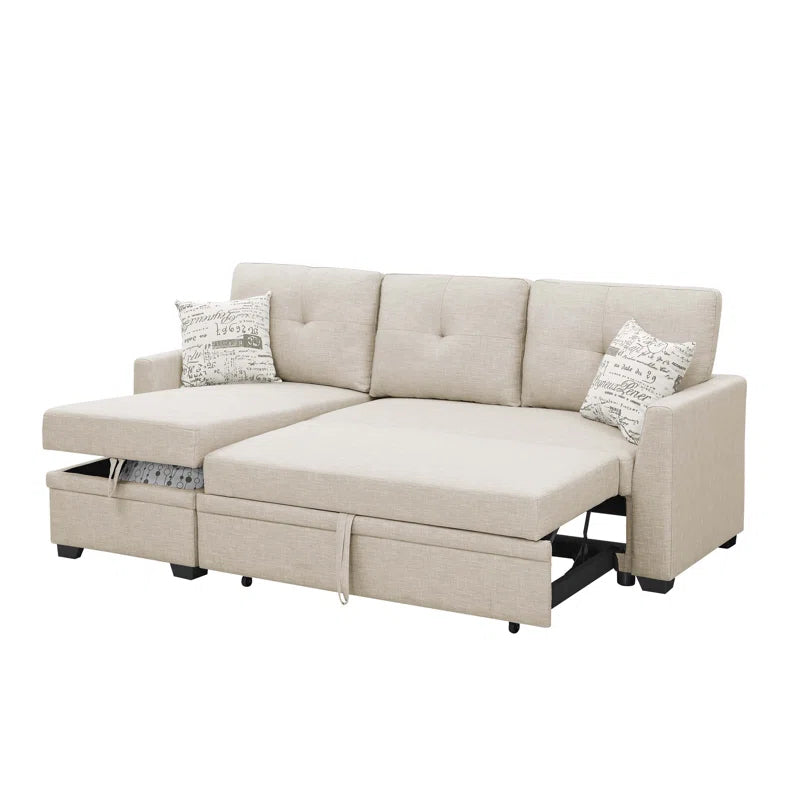 Nadha 85'' Side Reversible Square Arm Sofa Bed with Storage