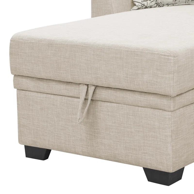 Nadha 85'' Side Reversible Square Arm Sofa Bed with Storage