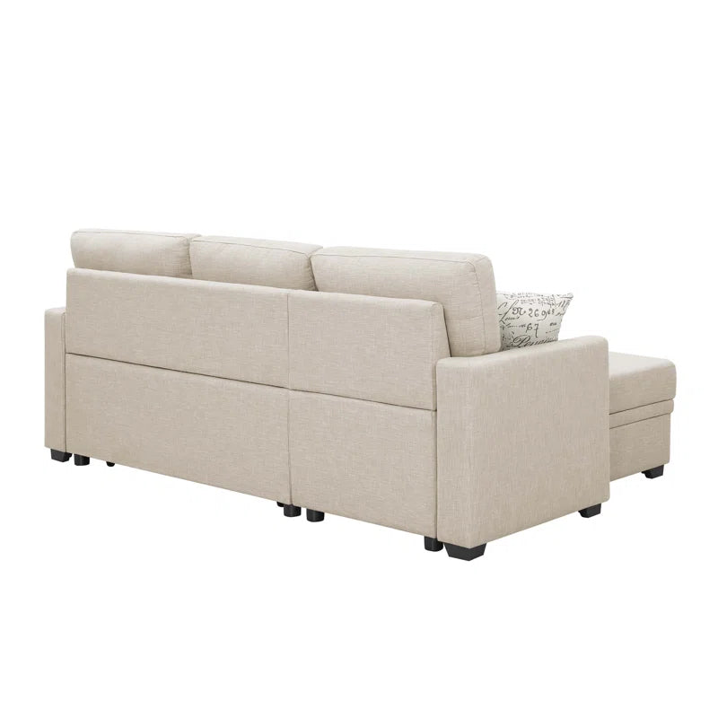 Nadha 85'' Side Reversible Square Arm Sofa Bed with Storage